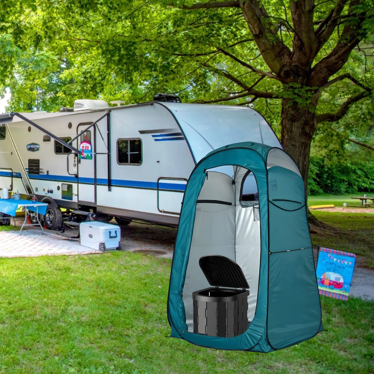 Foldable Camping Toilet product photo — EasyGardenTools