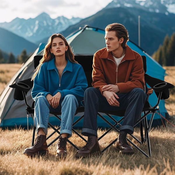 Double Camping Chair, 2-Person Outdoor Folding Love seat