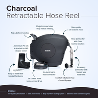 Classic 30m Retractable Hose Reel | Charcoal