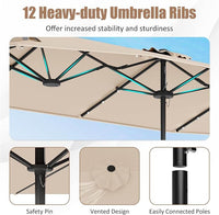 4 m Double-Sided Patio Umbrella with Base & Solar Lights
