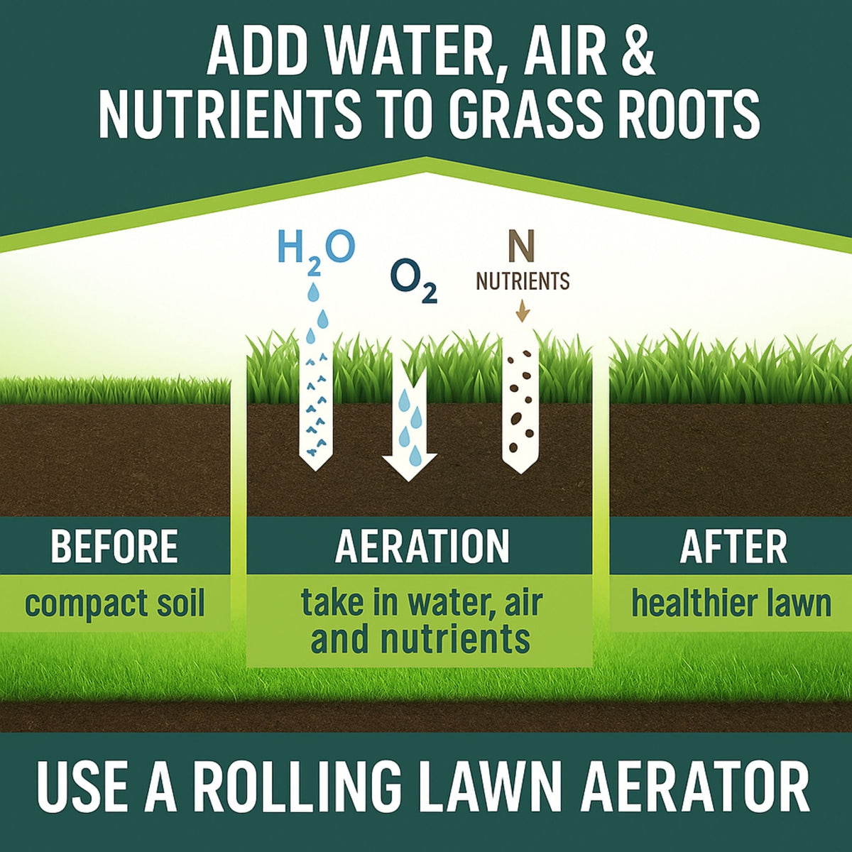 Easygardentools™ Rolling Lawn Aerator