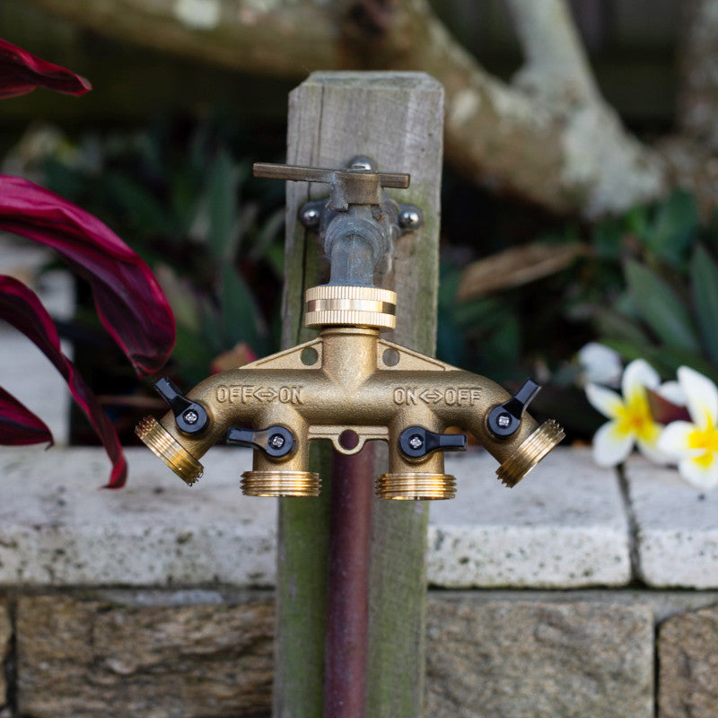 4-Way Brass Tap Adapter