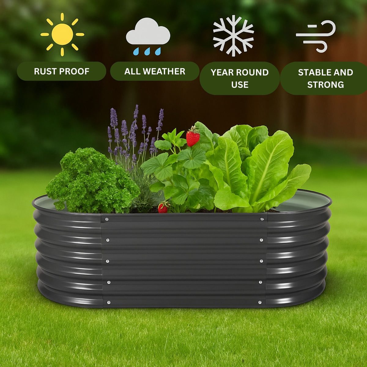 Easygardentools™ Galvanised Steel Raised Garden Bed