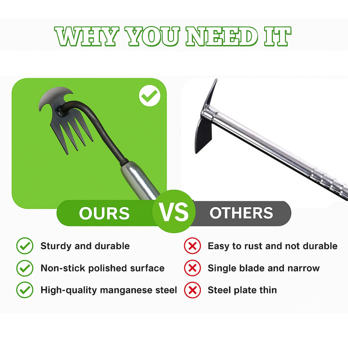 Easygardentools™ Weed Remover Rake