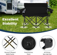 Double Camping Chair, 2-Person Outdoor Folding Love seat