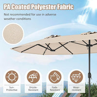 4 m Double-Sided Patio Umbrella with Base & Solar Lights