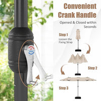 4 m Double-Sided Patio Umbrella with Base & Solar Lights