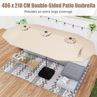 4 m Double-Sided Patio Umbrella with Base & Solar Lights