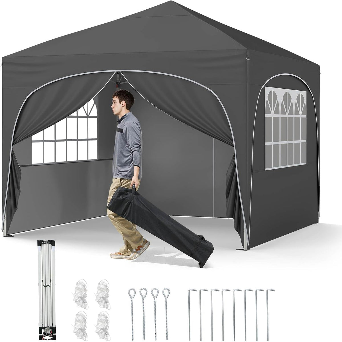 3 x 3 m Pop up Canopy Tent w/ 4 Removable Sidewall
