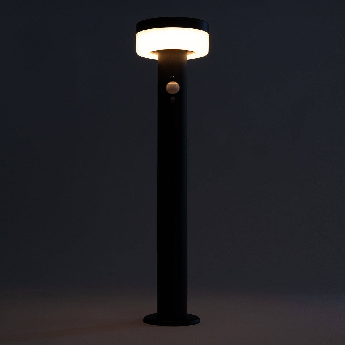 Black Stainless Steel Solar Bollard | Motion Sensor | MIDNIGHT