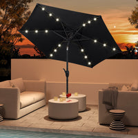 2.3M Solar Powered Patio Umbrella, Outdoor Heavy Duty Market Umbrella w/ LED Lights