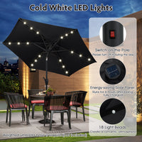 2.3M Solar Powered Patio Umbrella, Outdoor Heavy Duty Market Umbrella w/ LED Lights