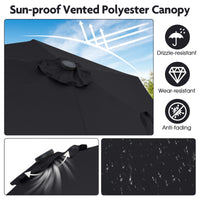 2.3M Solar Powered Patio Umbrella, Outdoor Heavy Duty Market Umbrella w/ LED Lights