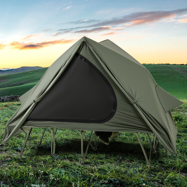Foldable Outdoor Off-Ground Camping Combo, 2-Person Camping Cot Tent