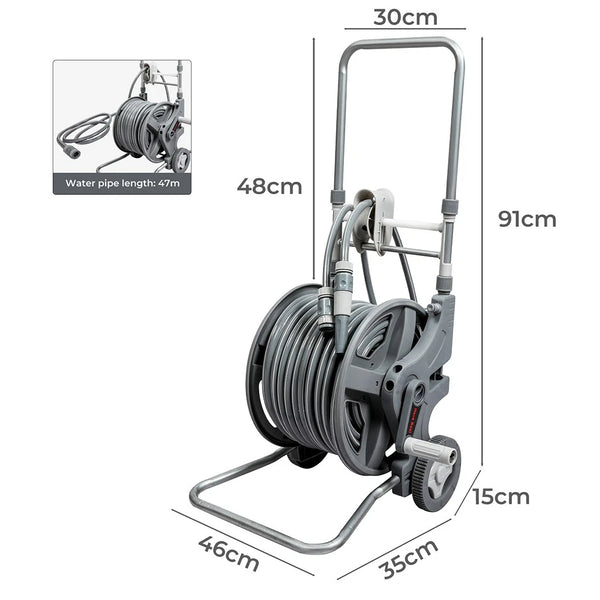 Ultimate Mobile Garden Hose Cart - 45m Heavy Duty Reel with Easy-Glide Wheels