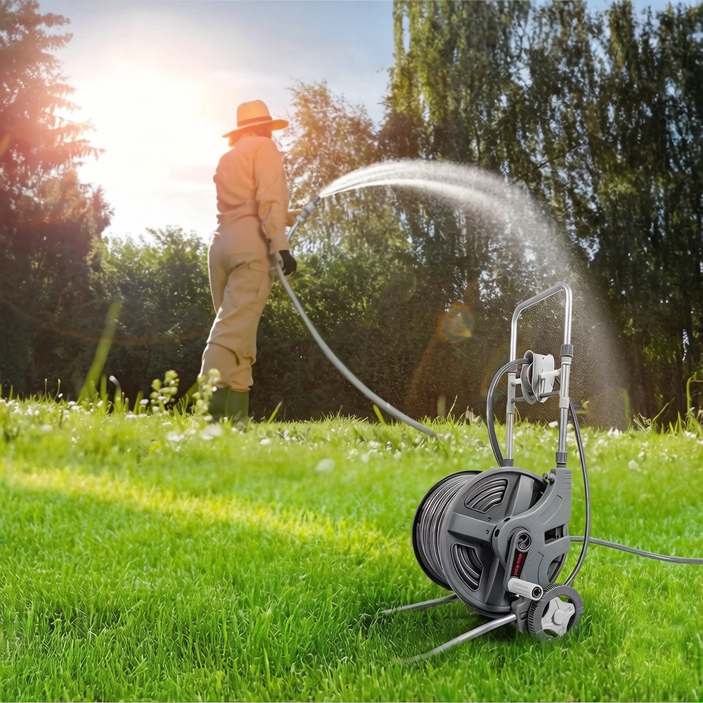 Ultimate Mobile Garden Hose Cart - 45m Heavy Duty Reel with Easy-Glide Wheels