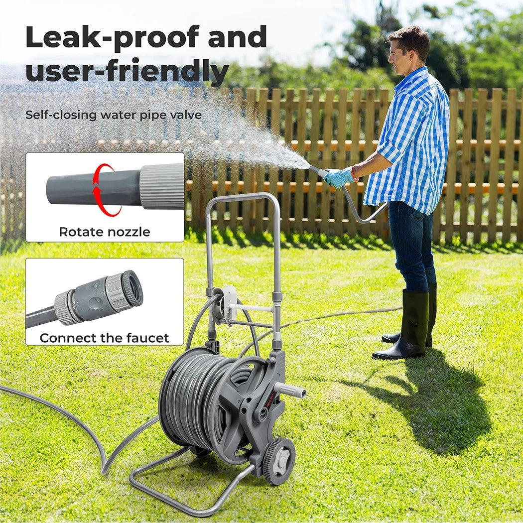 Ultimate Mobile Garden Hose Cart - 45m Heavy Duty Reel with Easy-Glide Wheels
