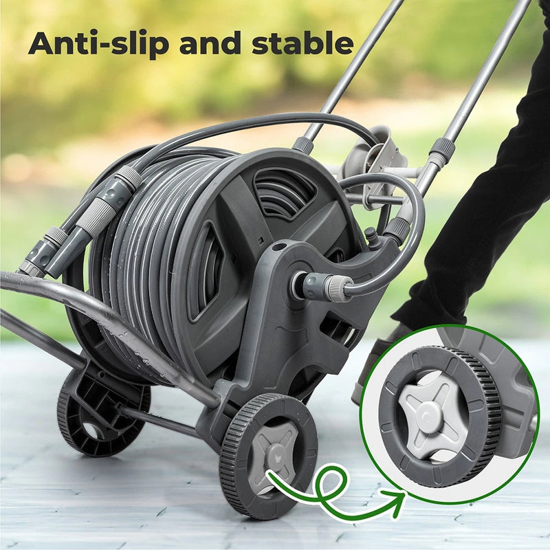 Ultimate Mobile Garden Hose Cart - 45m Heavy Duty Reel with Easy-Glide Wheels