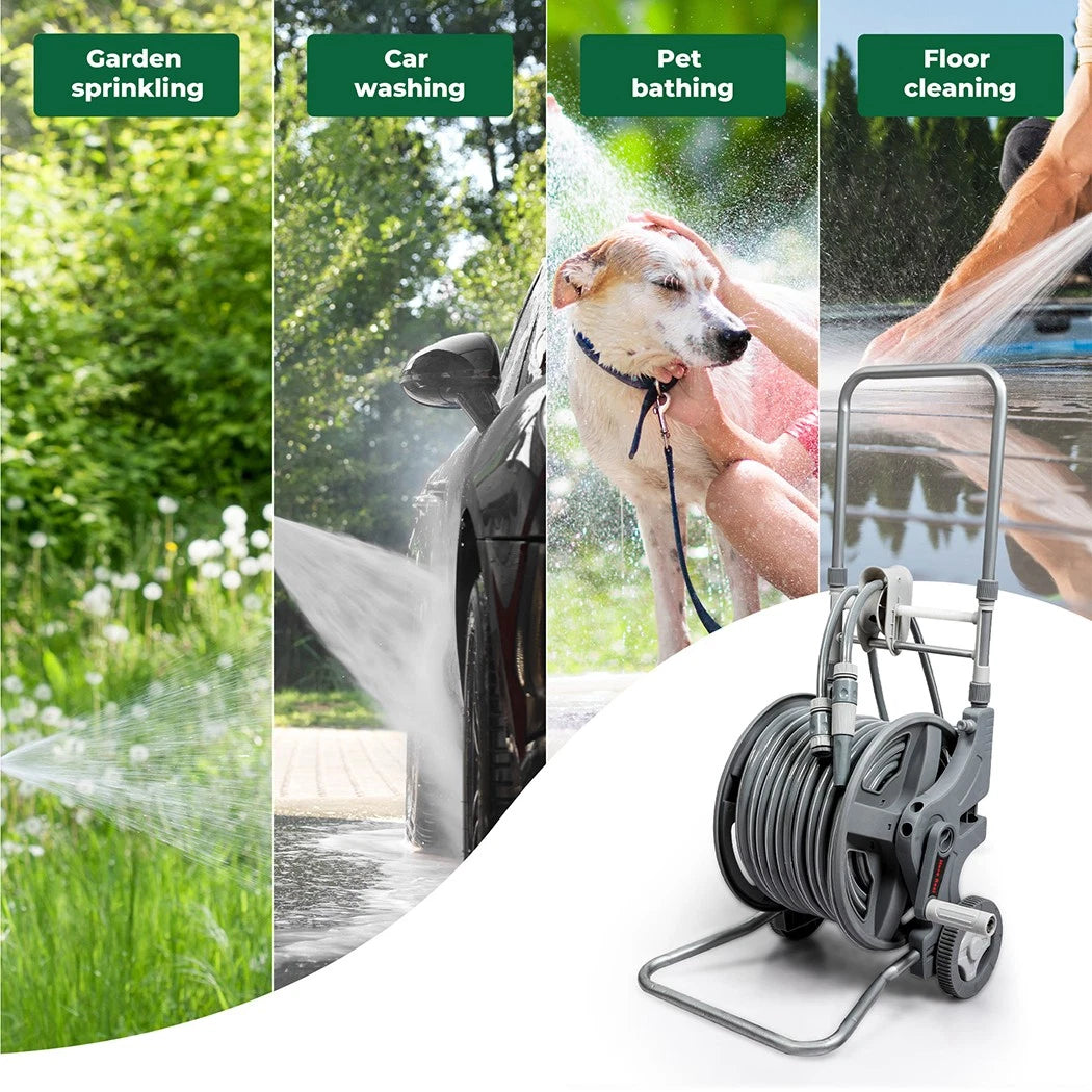 Ultimate Mobile Garden Hose Cart - 45m Heavy Duty Reel with Easy-Glide Wheels