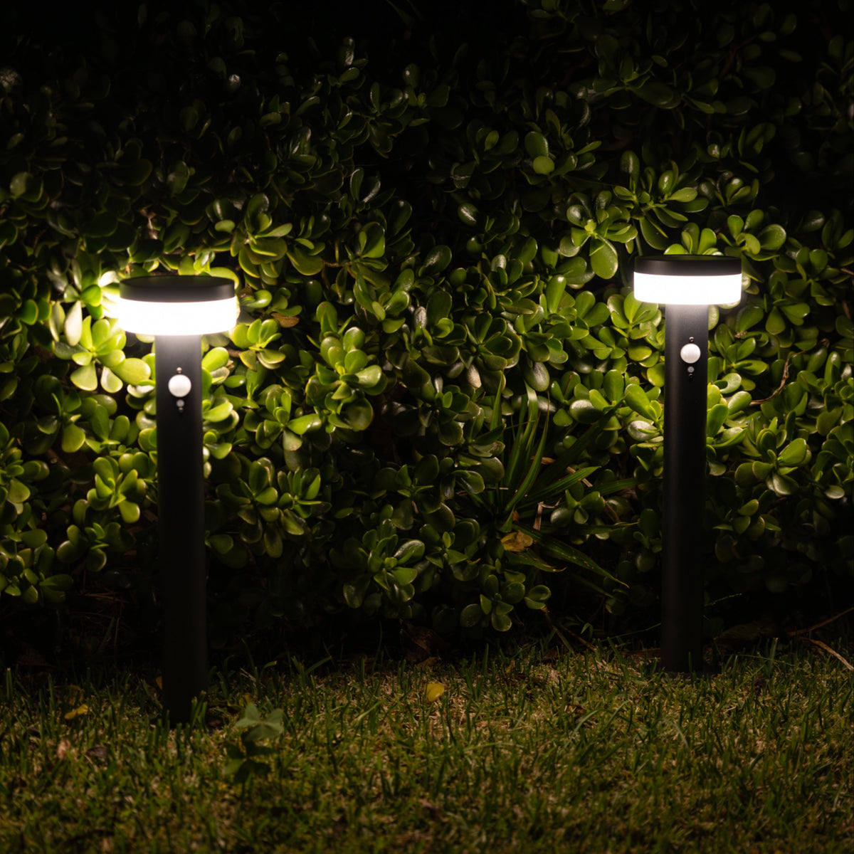 Black Stainless Steel Solar Bollard | Motion Sensor | MIDNIGHT