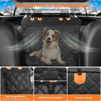 Waterproof Dog Car Seat Cover for Back Seat – Hammock Style with Mesh Window, Side Flaps & Seat Belt, Scratch-Resistant Pet Seat Cover for Cars, SUVs & Trucks (147×137cm)