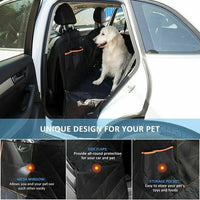 Waterproof Dog Car Seat Cover for Back Seat – Hammock Style with Mesh Window, Side Flaps & Seat Belt, Scratch-Resistant Pet Seat Cover for Cars, SUVs & Trucks (147×137cm)