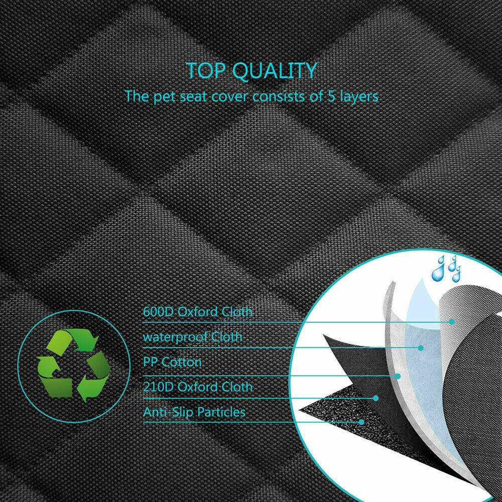 Waterproof Dog Car Seat Cover for Back Seat – Hammock Style with Mesh Window, Side Flaps & Seat Belt, Scratch-Resistant Pet Seat Cover for Cars, SUVs & Trucks (147×137cm)