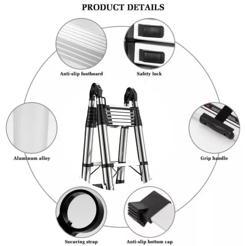 Telescopic Aluminium Ladder Extension Extendable Step