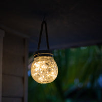 Solar Jar Light | Crackle Glass Lantern | 40LED | SPARKLE