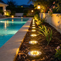 Solar round in-ground path lights — installation image 1