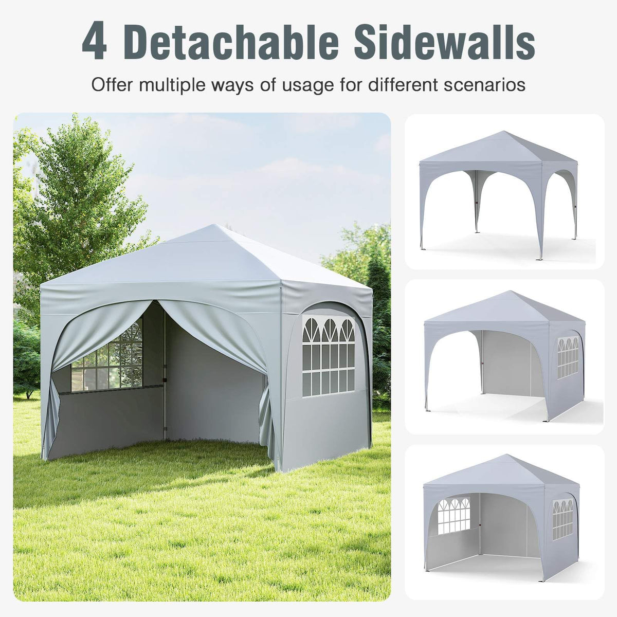 3 x 3 m Pop up Canopy Tent w/ 4 Removable Sidewall