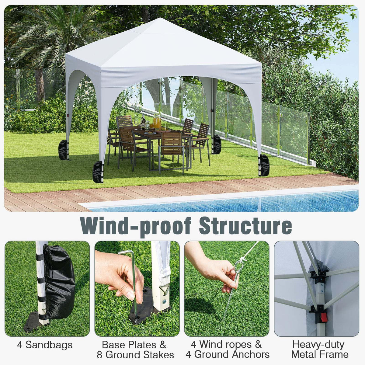 3 x 3 m Pop up Canopy Tent w/ 4 Removable Sidewall