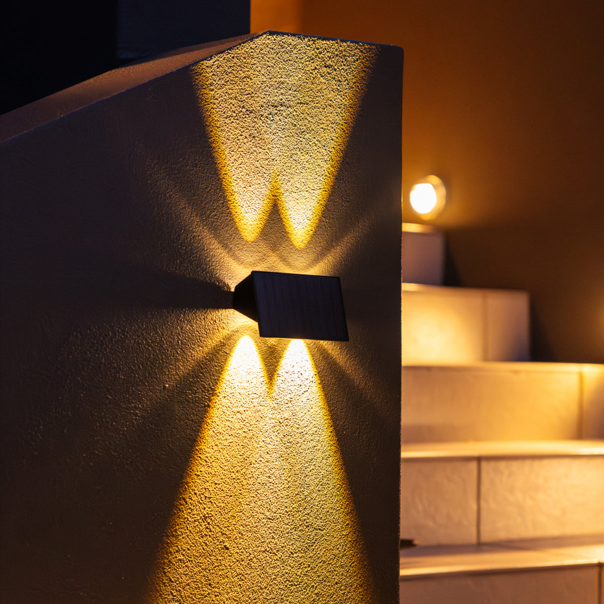 Solar Up & Down Wall Light | 4 LED | 2 Pack | Warm White | GALLERY