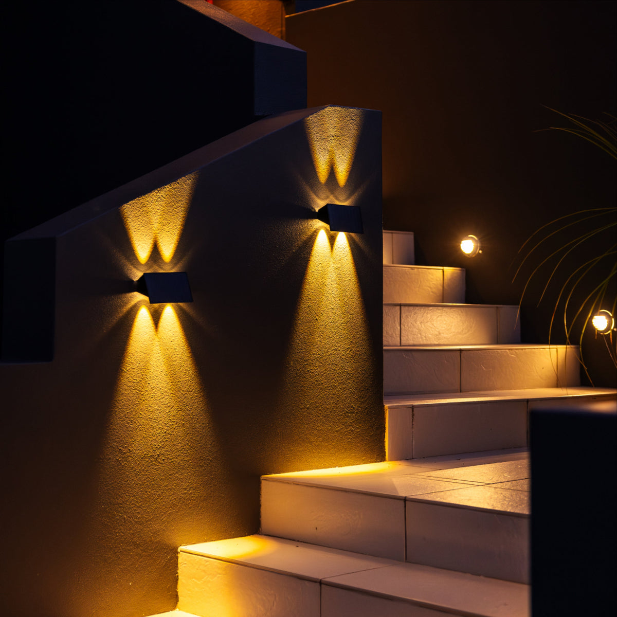 Solar Up & Down Wall Light | 4 LED | 2 Pack | Warm White | GALLERY